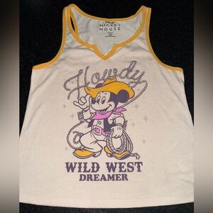 NEW MICKEY MOUSE WESTERN TANK LIGHTWEIGHT SOFT BEIGE YELLOW SZ SMALL